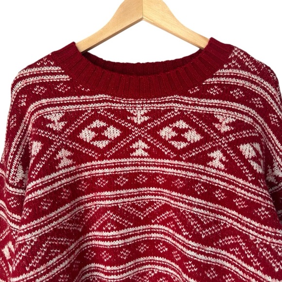 American Eagle Outfitters Vintage Red and White Fair Isle Sweater, Oversized, XS - Picture 5 of 7